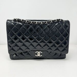 Chanel Black Patent Maxi Classic Double Flap bag